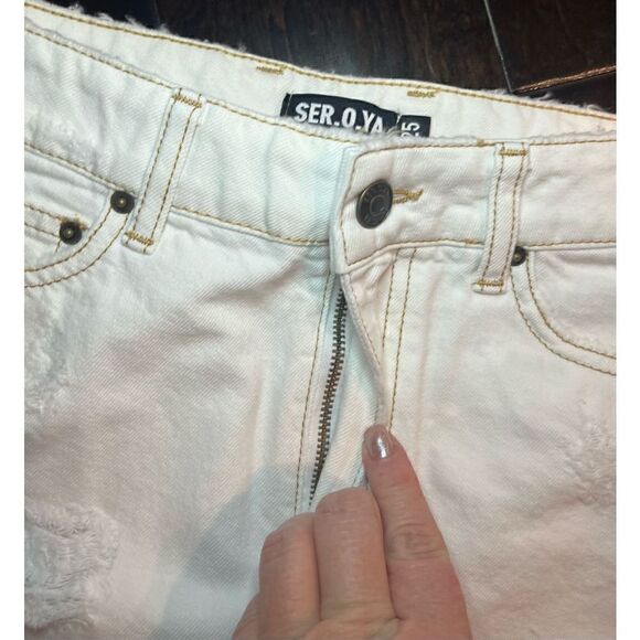 New SER.O.YA Alli Distressed Skirt in Arizona White - Picture 9 of 13